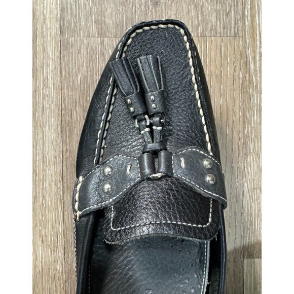 Cole Haan Sz 7 AA 7AA Black Tasseled Mules Slides Driving Loafer Flats Women - Picture 9 of 9